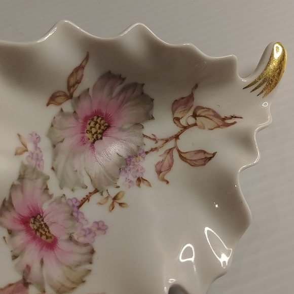 1950's Mitterteich Bavaria Germany Bone China Hand Painted Leaf Plate - Picture 4 of 6